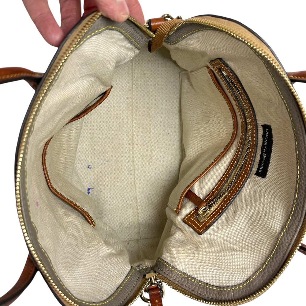 Dooney & Bourke Pebbled Leather Domed Satchel Taupe Brown Large Crossbody‎ Bag - Picture 14 of 15